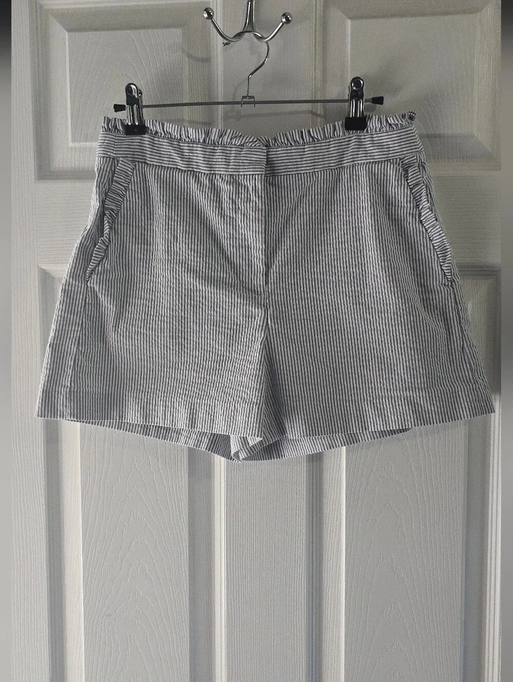J. Crew Light Blue Seersucker High-Waist Women’s Shorts